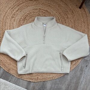 Cream Quarter-Zip Sherpa Pullover